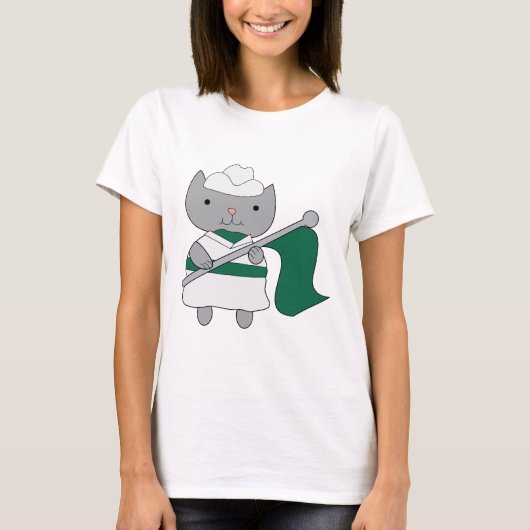 T-shirt Couleur Garde Chat Vert Blanc (Devant)
