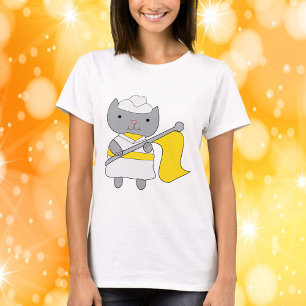 T-shirt Couleur Garde Gris Chat Jaune et Blanc
