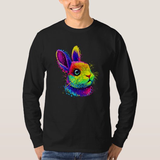 T-shirt Couleur Mignonne Lapin Visage Style Pop (Devant)