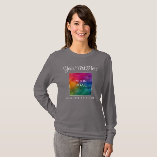 T-shirt Couleur modifiable Texte image femme Modèle de scr (Devant entier)