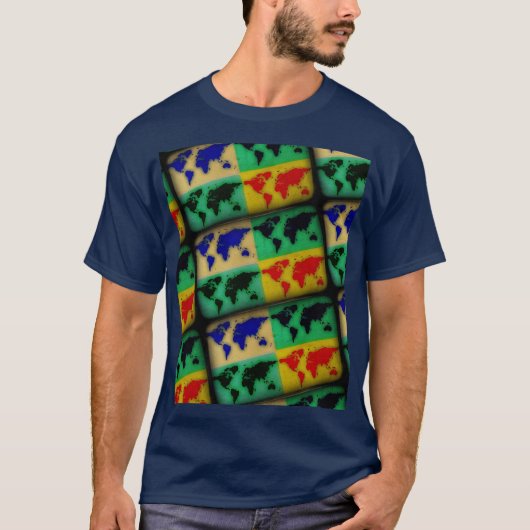 T-shirt couleur pop art World Maps (Devant)