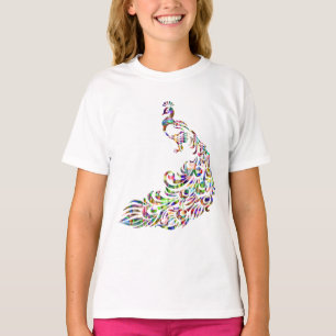 T-shirt couleur prismatique Peacock Bird Novelty