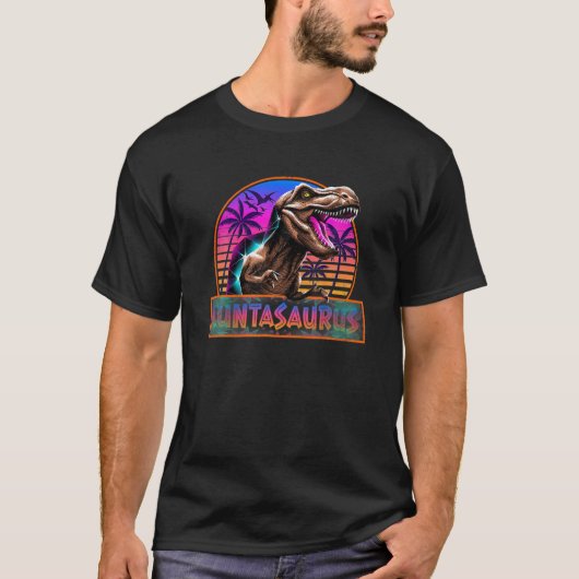 T-shirt Couleur rétro 80S Auntasaurus T Rex Dinosaur Famil (Devant)
