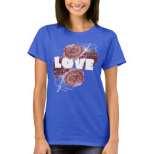 T-shirt couleur royale profonde femme fleur d'amou
