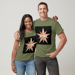 T-Shirt Couleur Vert Fatigue Texte Étoile Personna