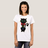 T-shirt Couleurs Arc-en-ciel design de mignon noir chat ve (Devant entier)