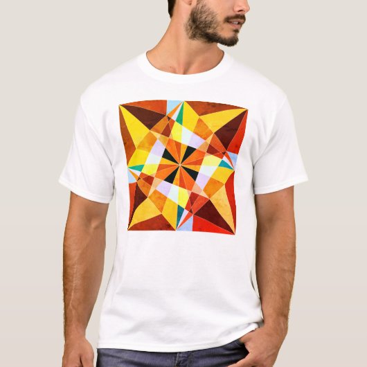 T-shirt Couleurs chaudes Cool formes géométriques angulair (Devant)