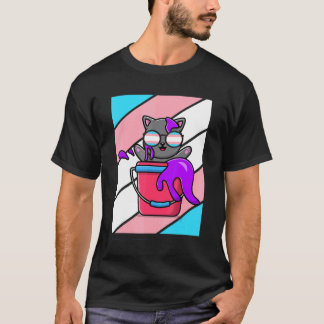 T-shirt Couleurs de fierté de chat Drapeau transgenre LGBT
