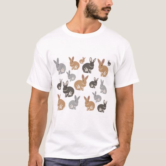 T-shirt Couleurs neutres du Motif de lapin mou (Devant)