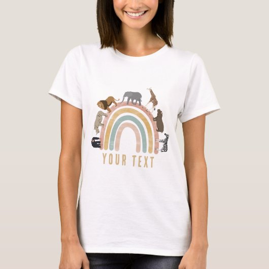 T-shirt Couleurs rustiques Rainbow Jungle Animaux (Devant)