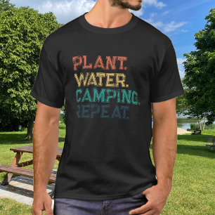 T-shirt Couleurs Vintages rétro Camping Plante Eau Répétit