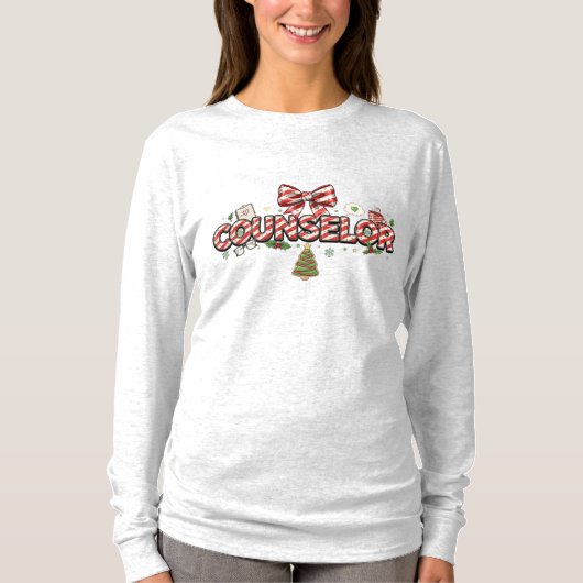T-shirt Counselor Christmas Long Sleeve – Playful Holiday (Devant)