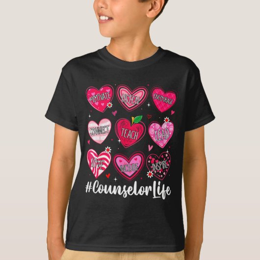 T-shirt Counselor Life School Counseling Hearts School Val (Devant)