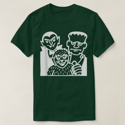 T-shirt Count Dracula, Frankenstein and Wolfman Halloween  (Design devant)