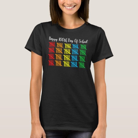 T-shirt counting 100 lines tally marks happy 100th day of (Devant)