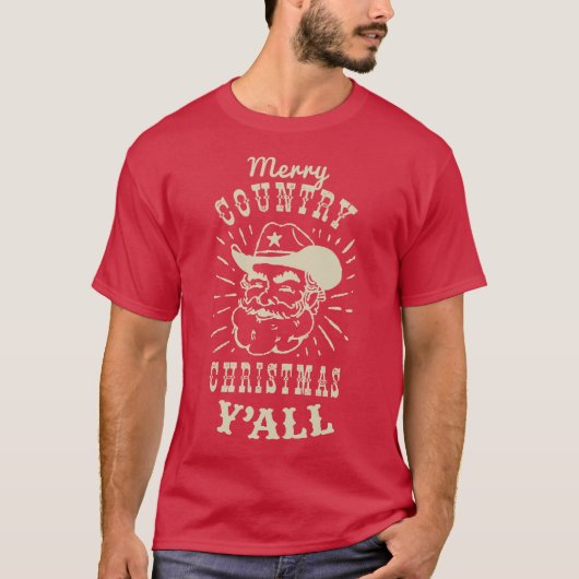 T-shirt Country Christmas Cowboy Père Noël (Devant)