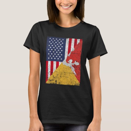 T-shirt Country Flag Design Half USA Half Bhutan (Devant)