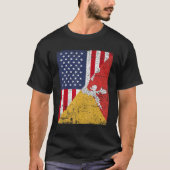 T-shirt Country Flag Design  Half USA Half Bhutan (Devant)