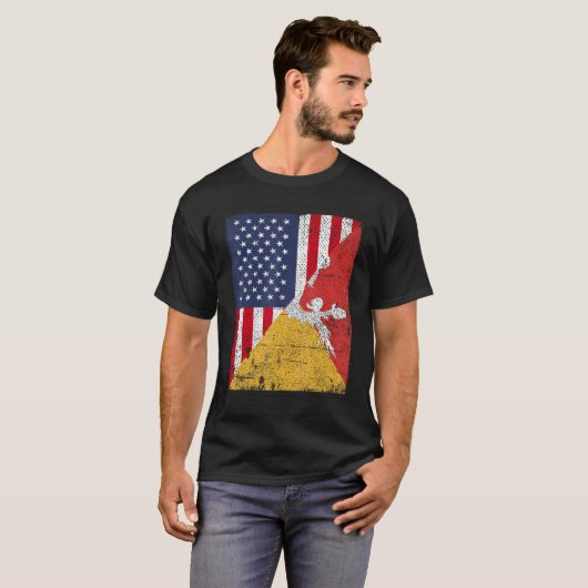 T-shirt Country Flag Design  Half USA Half Bhutan (Devant entier)