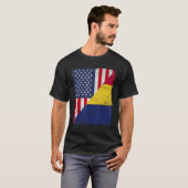 T-shirt Country Flag Design Half USA Half Chad (Devant entier)