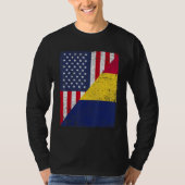 T-shirt Country Flag Design Half USA Half Chad (Devant)