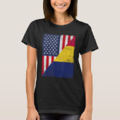 T-shirt Country Flag Design Half USA Half Chad (Devant)