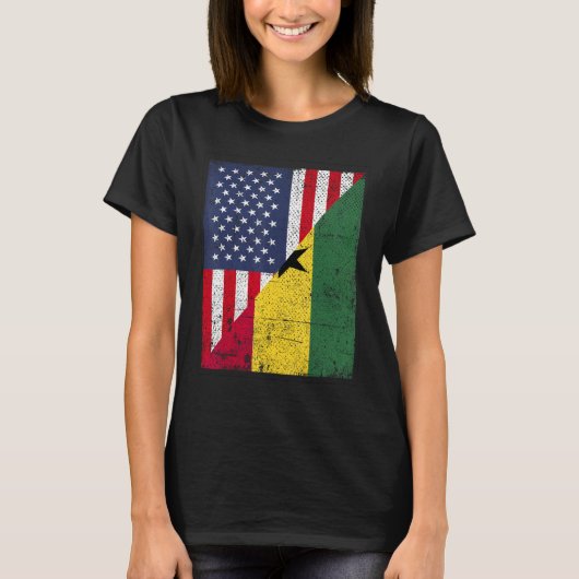 T-shirt Country Flag Design Half USA Half Ghana (Devant)