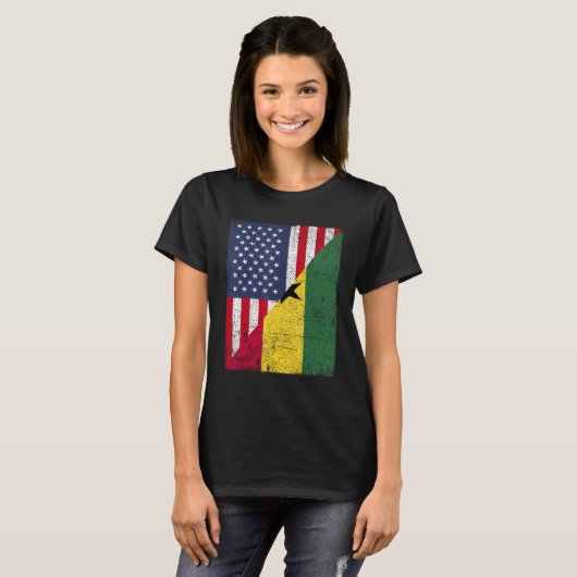 T-shirt Country Flag Design Half USA Half Ghana (Devant entier)