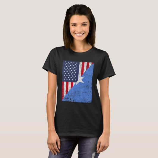 T-shirt Country Flag Design  Half USA Half Somalia (Devant entier)