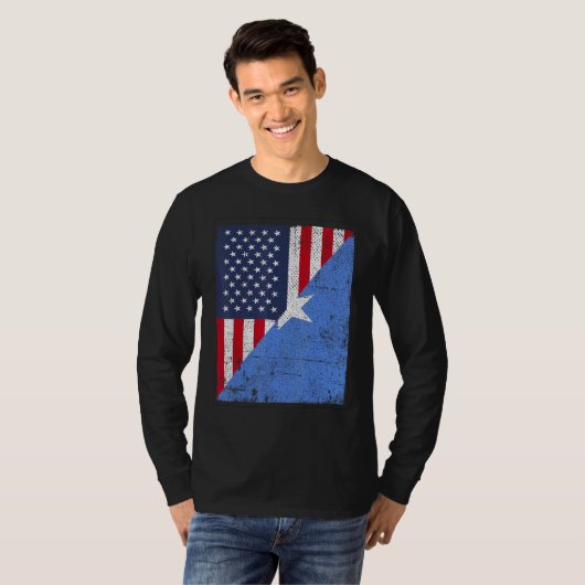 T-shirt Country Flag Design Half USA Half Somalia (Devant entier)