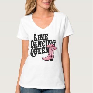 T-shirt Country Line Dancing Queen Cowgirl Boots Western