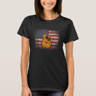 T-shirt Country Music Retro Vintage Guitare American Flag