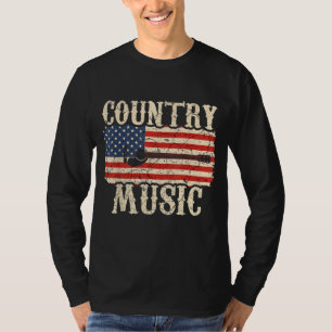 T-shirt Country Music Retro Vintage Guitare Drapeau améric