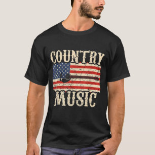 T-shirt Country Music Retro Vintage Guitare Drapeau améric