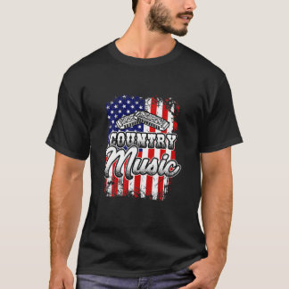 T-shirt Country Music Western Pays Harmonica American F