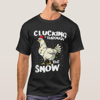 T-shirt Coup À Travers Le Poulet De Neige Santa Hat Farmer