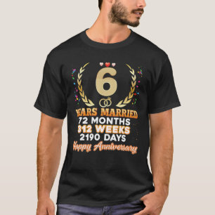 T-shirt Coup De 6 Ans De Marié Heureux 6Ème Anniversaire