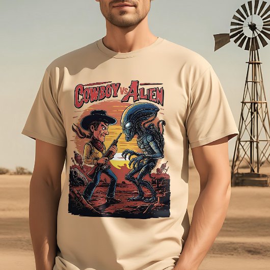 T-shirt Coup de feu à Sundown - Cowboy vs Alien