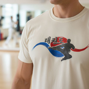 T-shirt Coup de pied de Taekwondo avec Taegeuk fluide