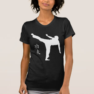 T-shirt Coup-de-pied/kanji élevés de Kung Fu