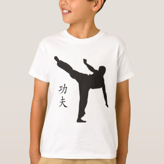 T-shirt Coup-de-pied/kanji élevés de Kung Fu
