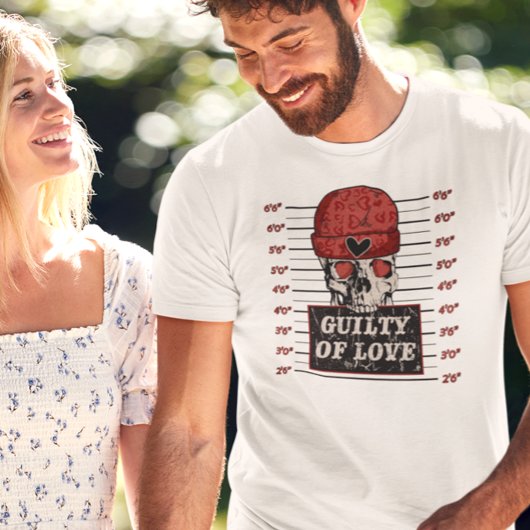 T-shirt Coupable d'amour Squelette Saint Valentin