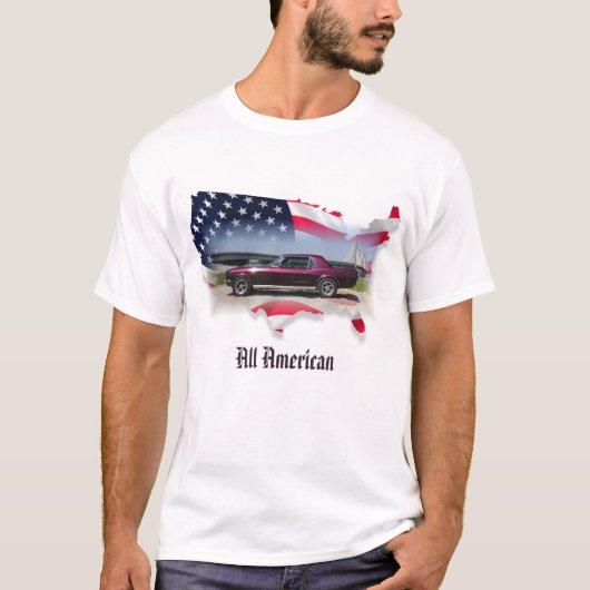 T-shirt Coupé de 68 mustangs au-dessus de carte de drapeau (Devant)