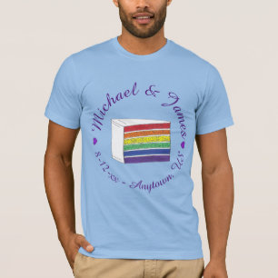 T-shirt Coupe de gâteau Mariage arc-en-ciel Coeur pourpre 