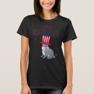 T-shirt Coupe de lapin Rouge Blanc Bleu Bleu Décor 4ème