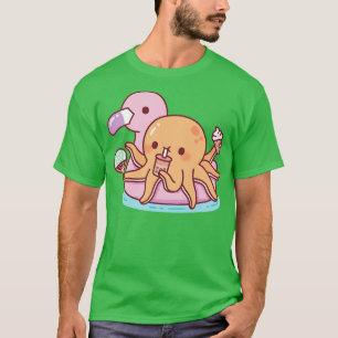 T-shirt Coupe de poulpe g sur Flamant rose rose flottant