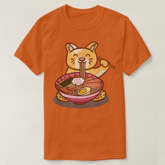 T-shirt Coupe de ramen chats mangeant des nouilles drôle d (Design devant)