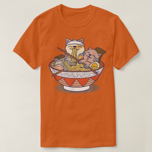 T-shirt Coupe De Ramen Chats Mangeant Des Nouilles Drôle N (Design devant)