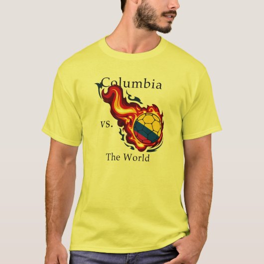 T-shirt Coupe du Monde - Colombie contre le World Flaming (Devant)