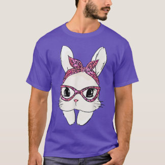 T-shirt Coupe Empreinte de léopard Face Bunny Mignonne Lun